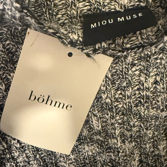 Böhme Miou Muse Marled Ribbed Knit Cropped Sweater Black White M NWT - Picture 5 of 8